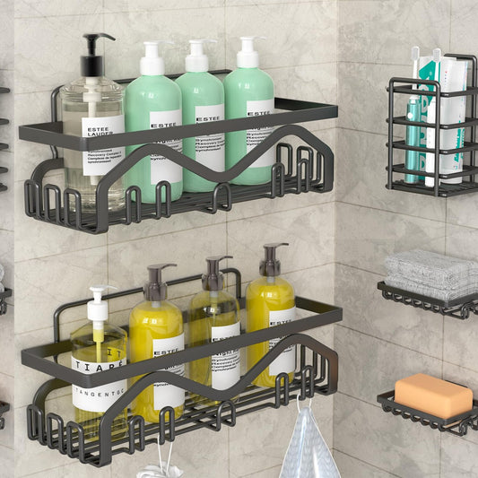 Bathroom Shelf Organizer 5-Pack Black