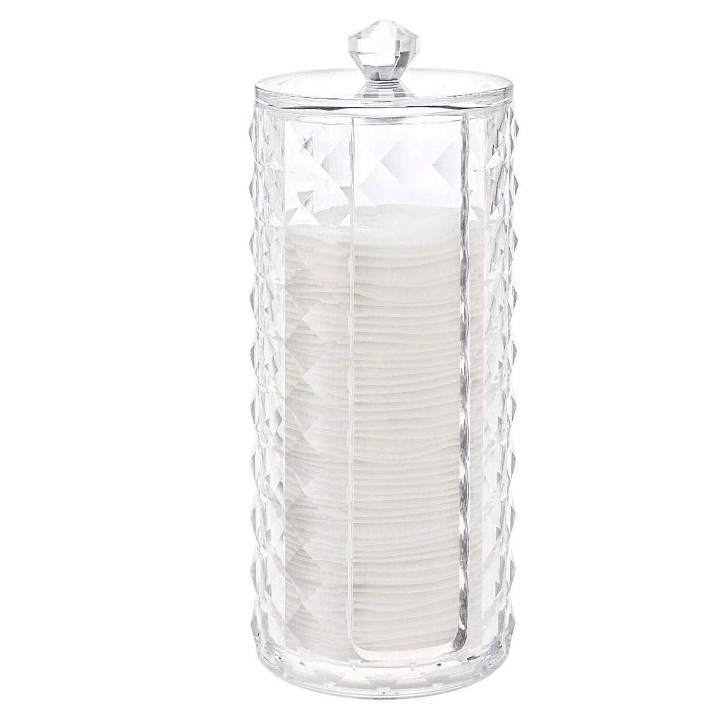 Acrylic Cotton Pad Holder Clear Diamond Pattern