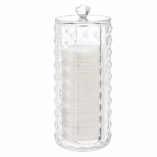 Acrylic Cotton Pad Holder Clear Diamond Pattern