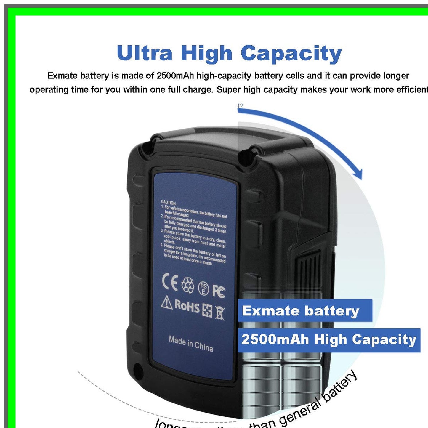 12V 2.5Ah Lithium Replacement Battery for RYOBI CB120L CB121L BPL-1220