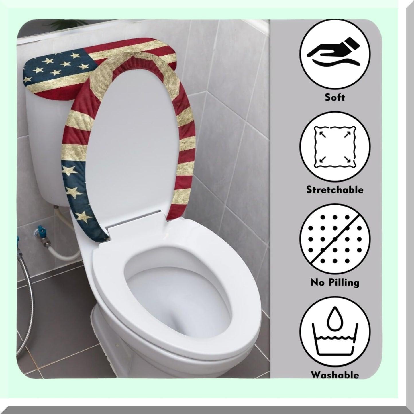 Vintage Flag Tet Seat Cover for Bathroom, Washable