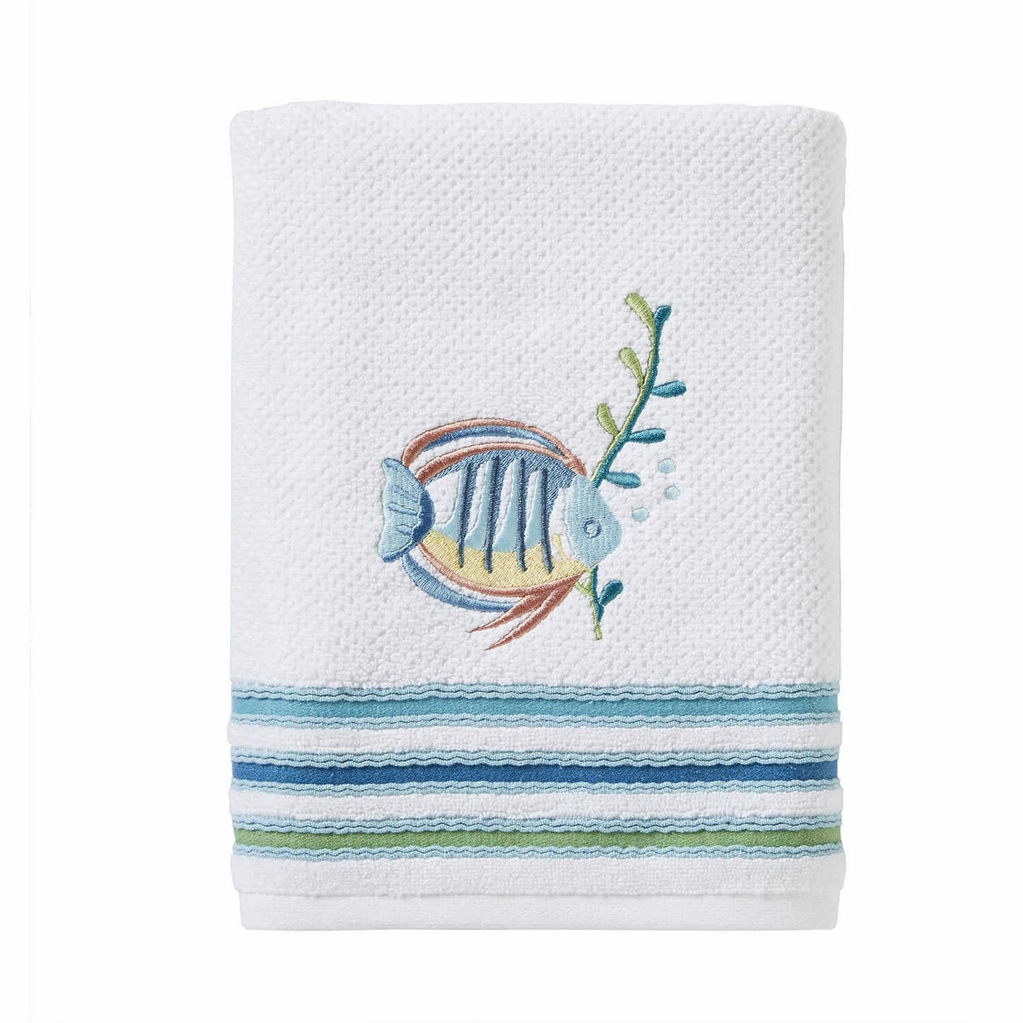 Ocean Watercolor White Bath Towel 27x50