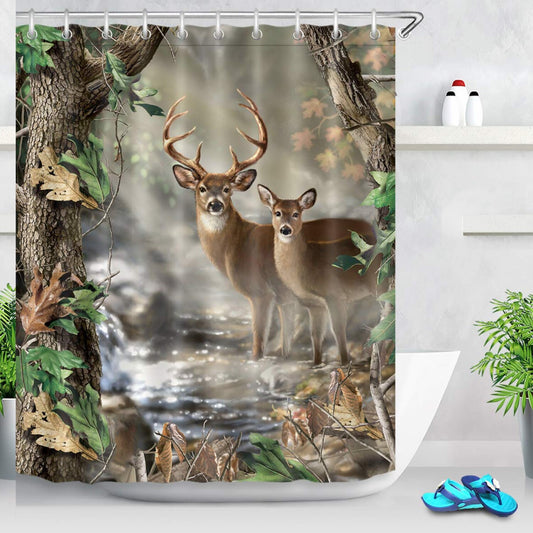 Wildlife Deer Camo Shower Curtain 59x70 Inches