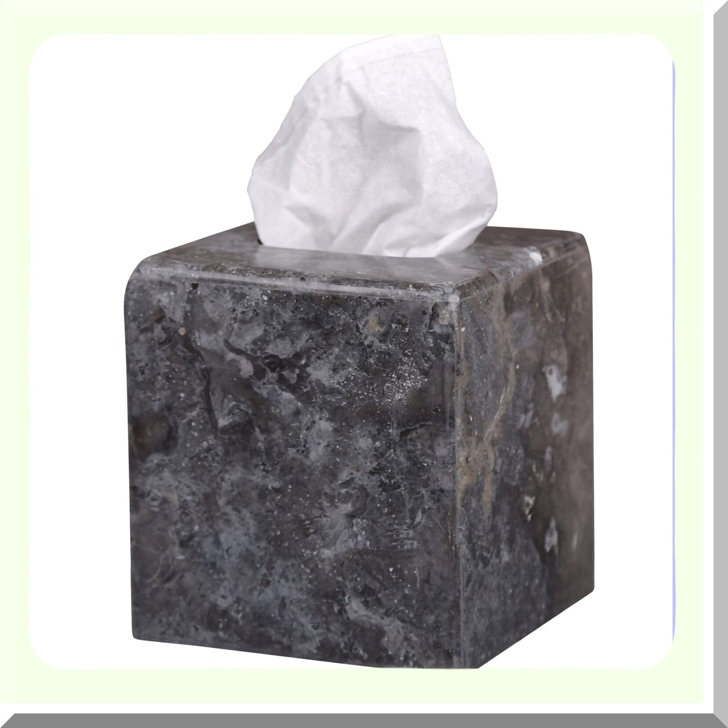 Natural Charcoal Marble Tissue Box Holder 5.2" x 5.2" x 5.5"