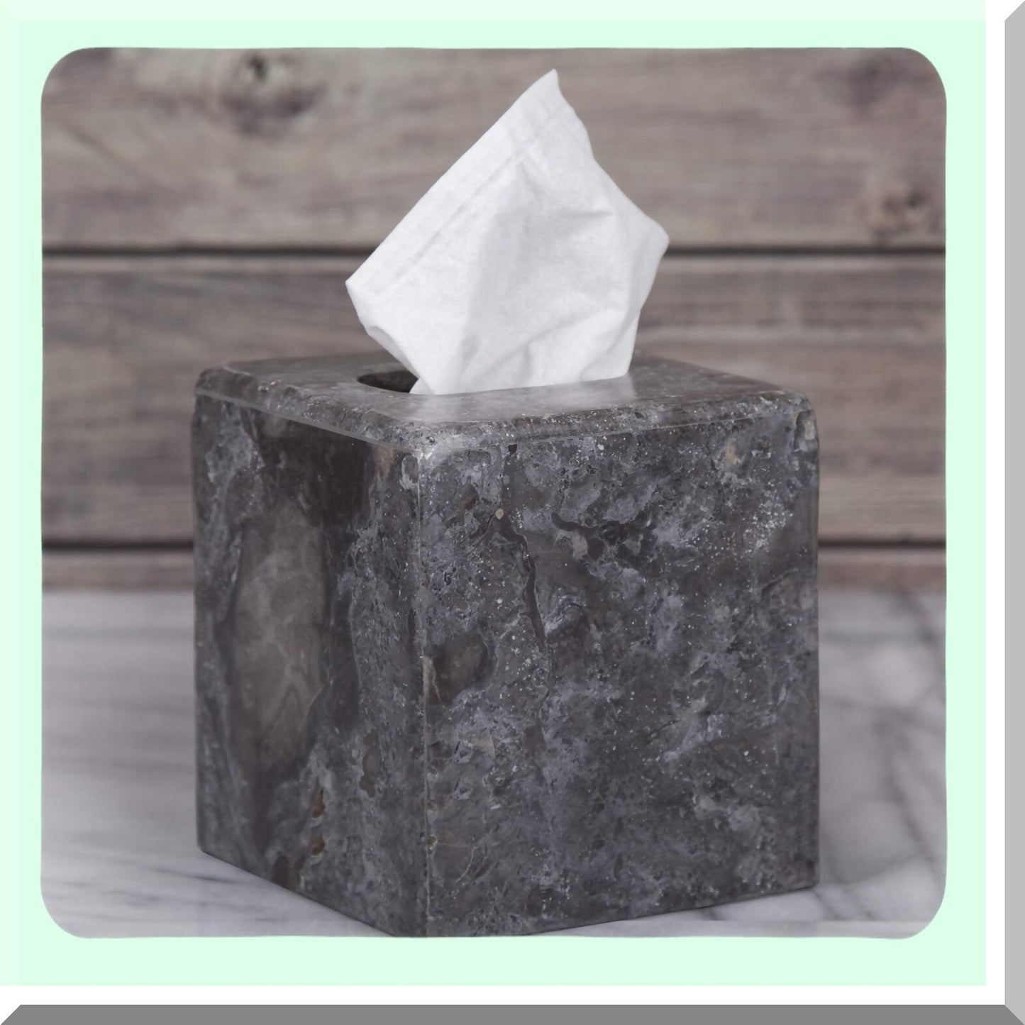 Natural Charcoal Marble Tissue Box Holder 5.2" x 5.2" x 5.5"