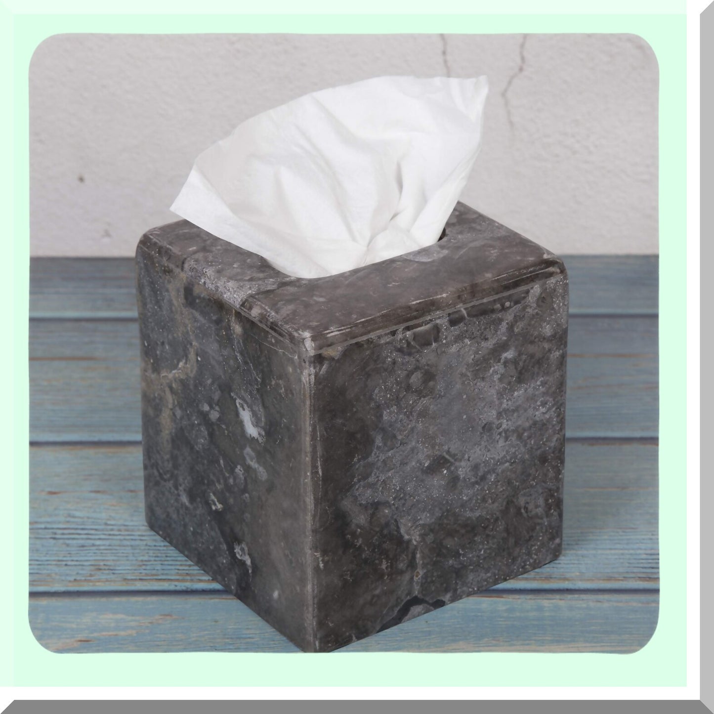 Natural Charcoal Marble Tissue Box Holder 5.2" x 5.2" x 5.5"