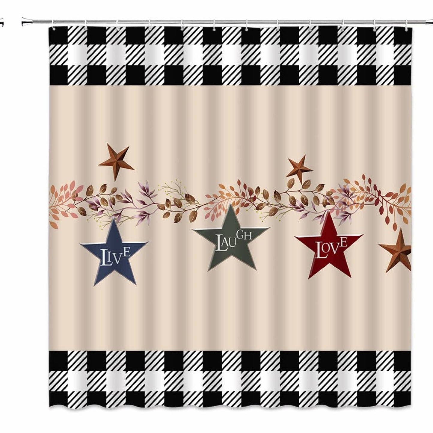 Rustic Farmhouse Black White Buffalo Check Shower Curtain 70x70