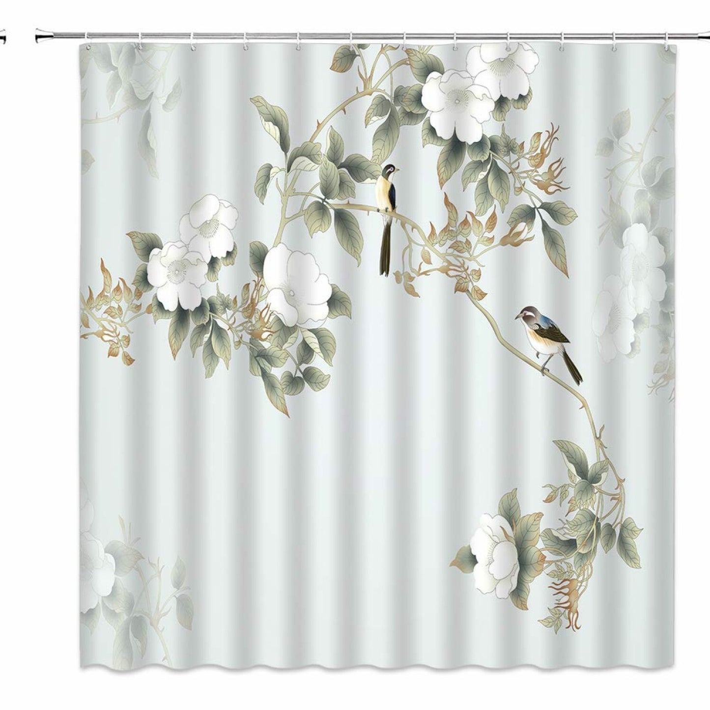Asian Decor Watercolor Magnolia Shower Curtain 70x70 Inch