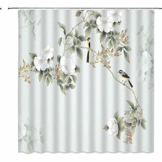 Asian Decor Watercolor Magnolia Shower Curtain 70x70 Inch