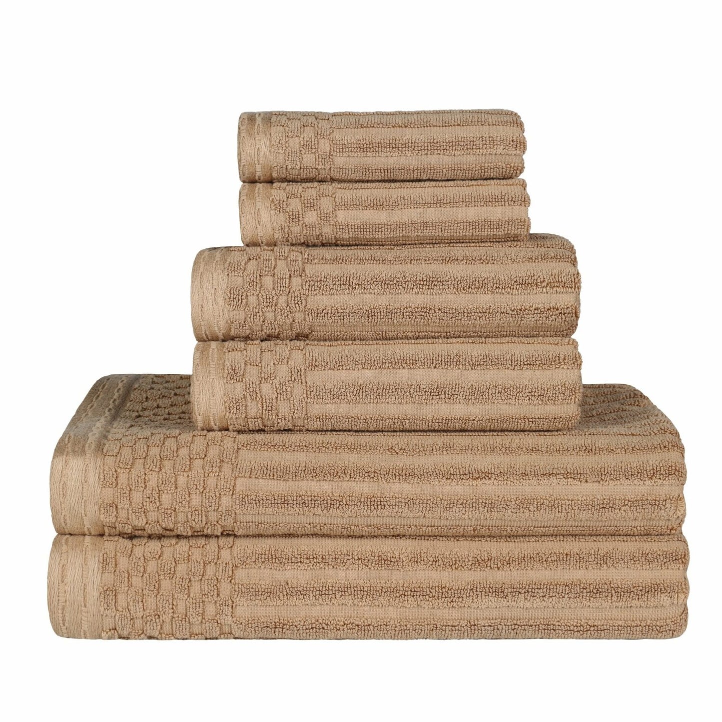 Cotton 6-Piece Solid and Ribbed Towel Set