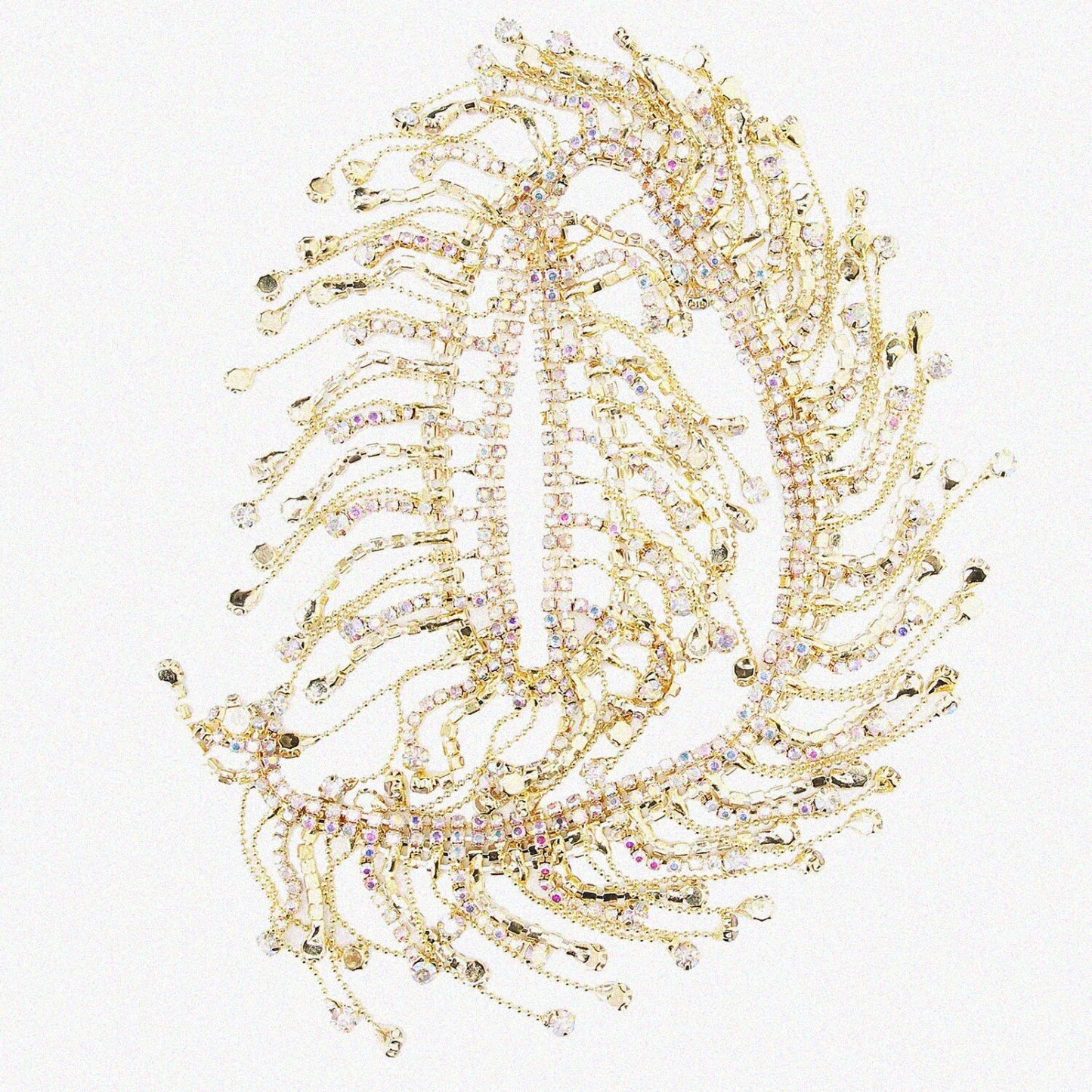 36-inch Gold Rhinestone Fringe Trim