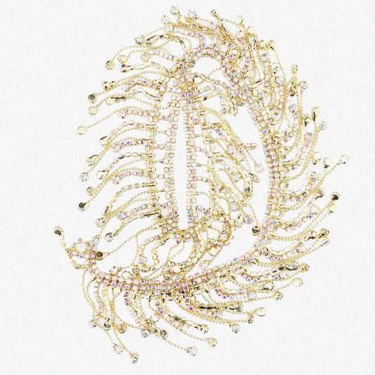 36-inch Gold Rhinestone Fringe Trim