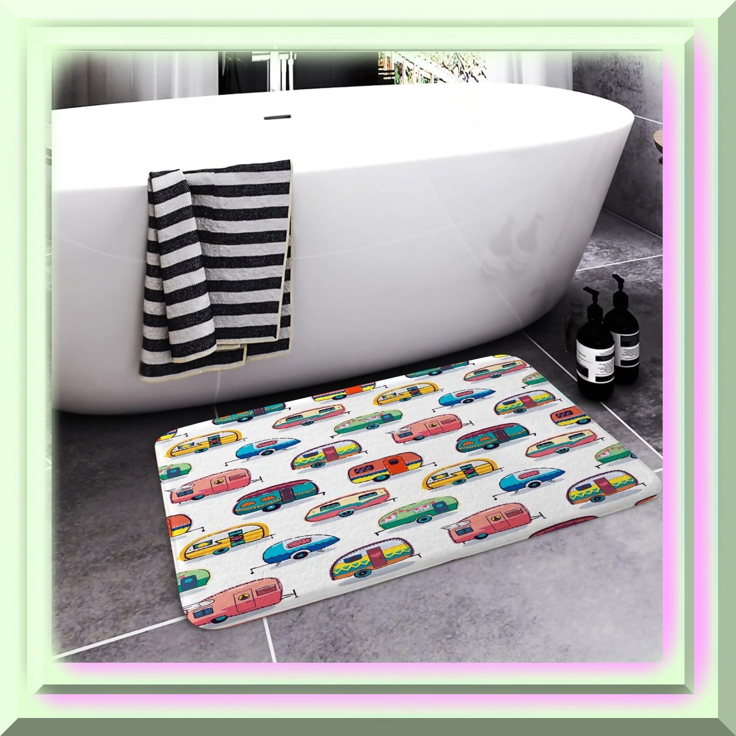 Camper Bath Mat 16x24 Inches Non-Slip Rug