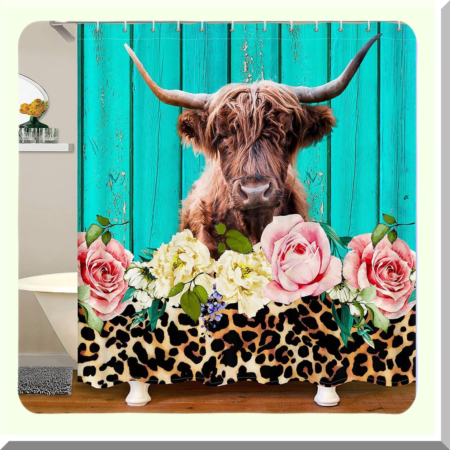 Highland Cow Fabric Shower Curtain 72x72 Inches