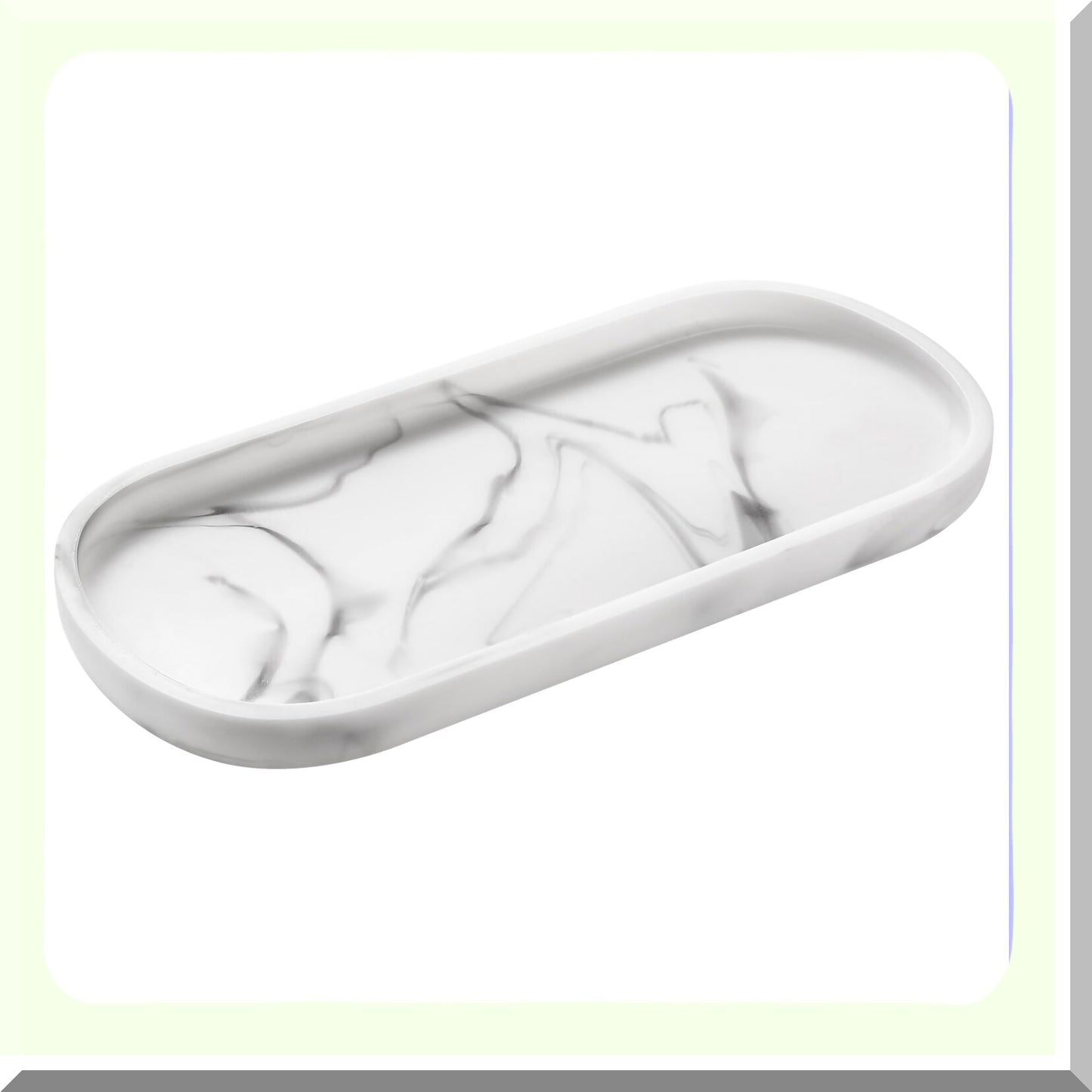 Oval Resin Bathroom Vanity Tray 10" White