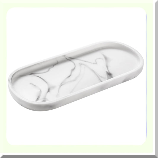 Oval Resin Bathroom Vanity Tray 10" White