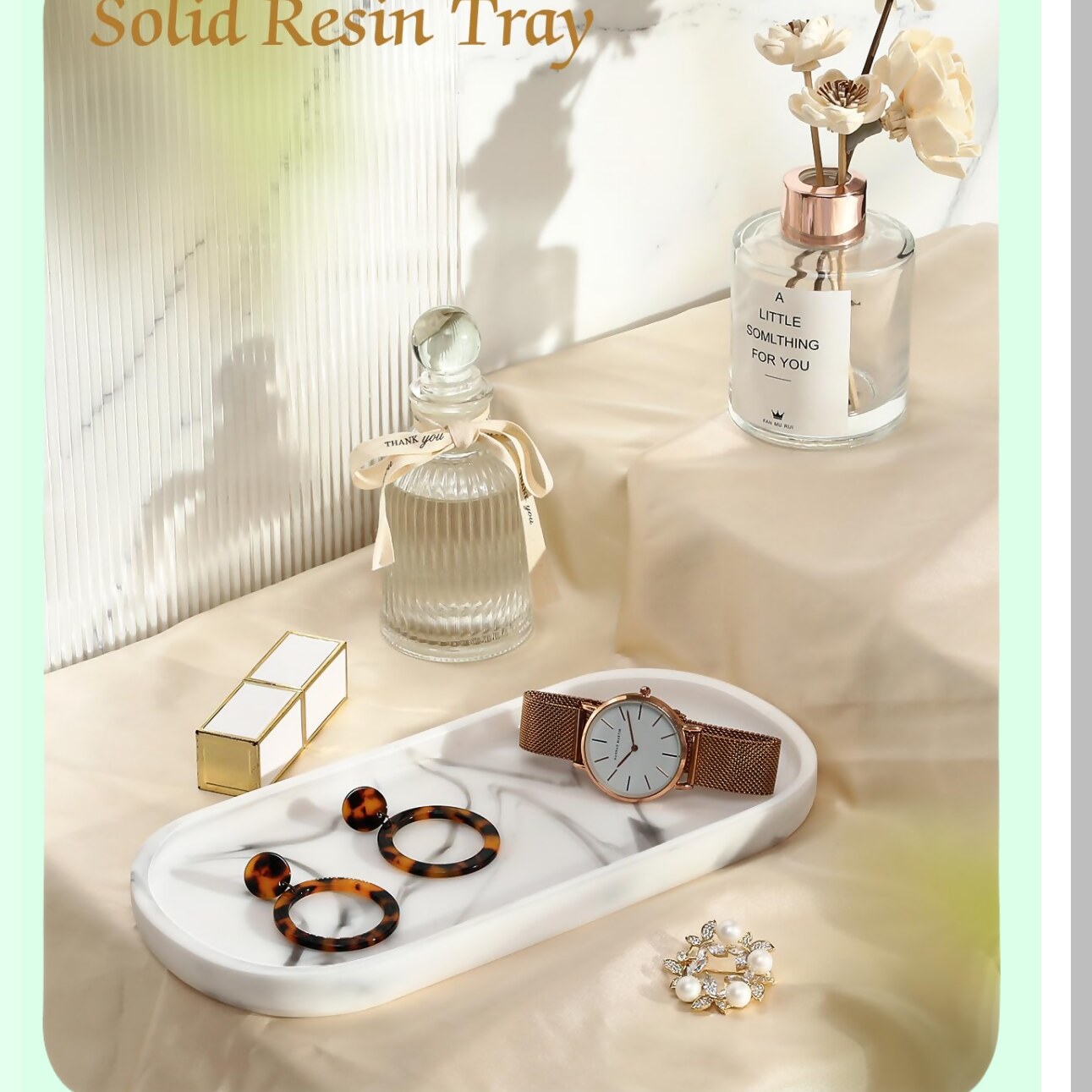 Oval Resin Bathroom Vanity Tray 10" White