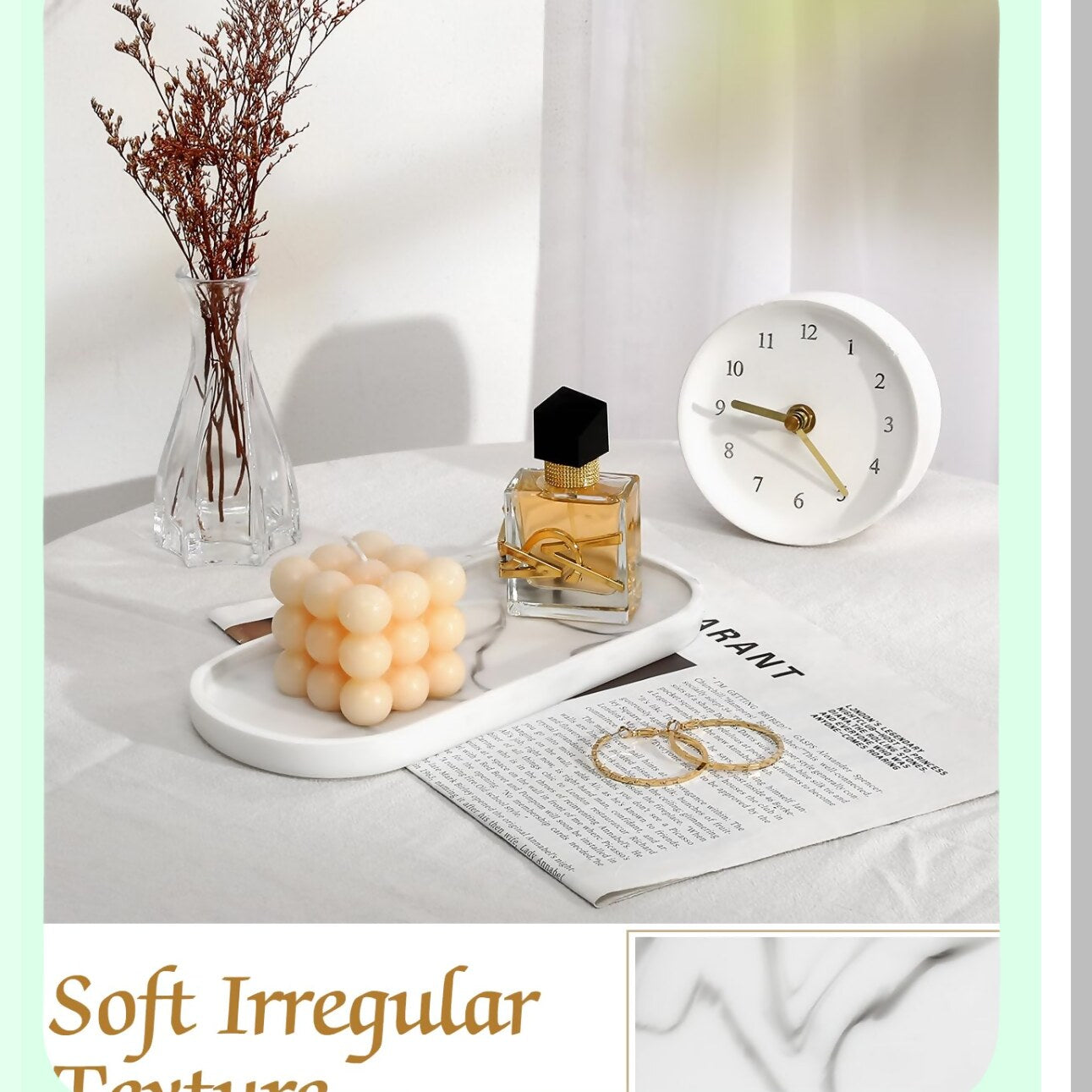 Oval Resin Bathroom Vanity Tray 10" White