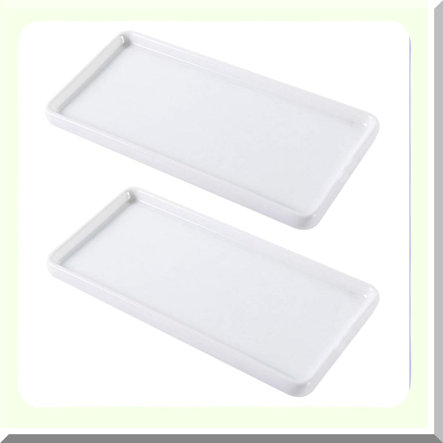 White Ceramic Bathroom Storage Trays 2Pcs
