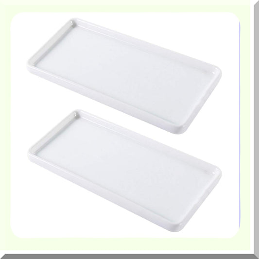 White Ceramic Bathroom Storage Trays 2Pcs