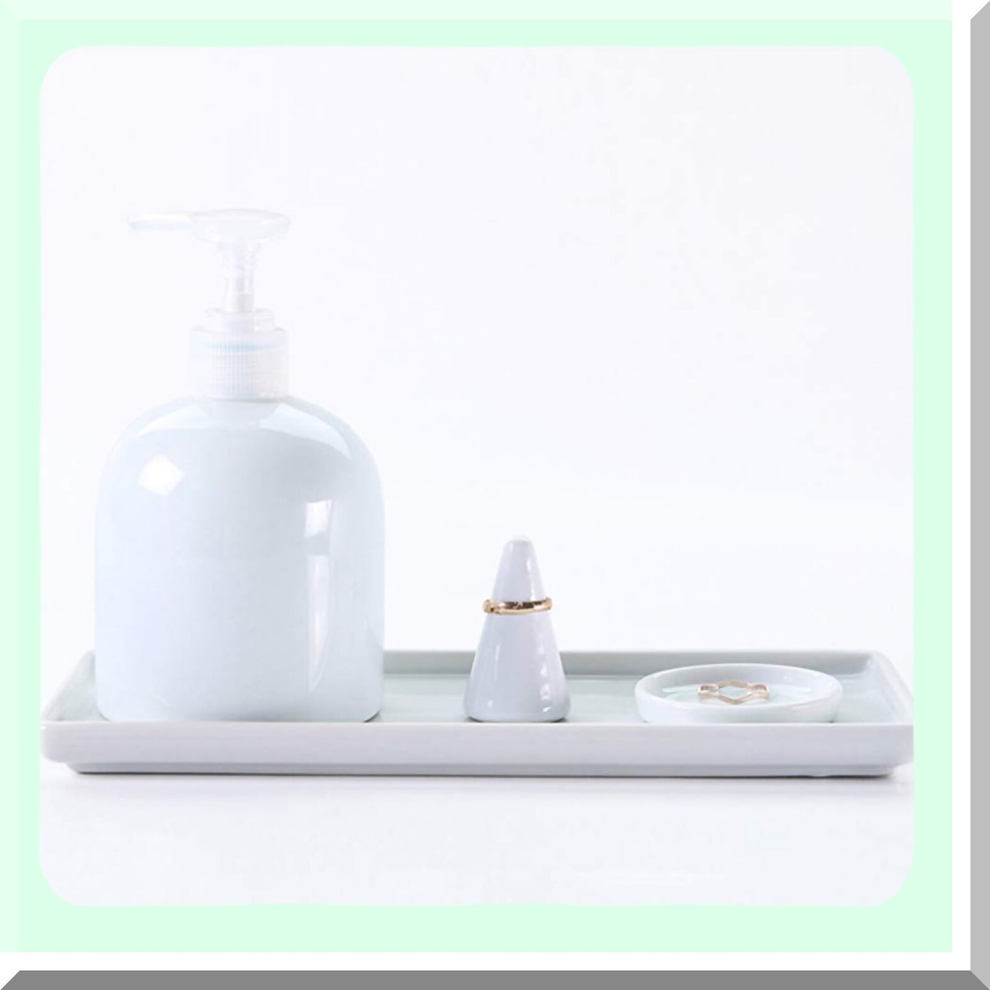 White Ceramic Bathroom Storage Trays 2Pcs