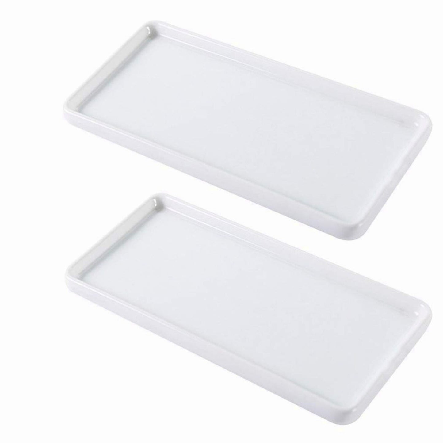 White Ceramic Bathroom Storage Trays 2Pcs