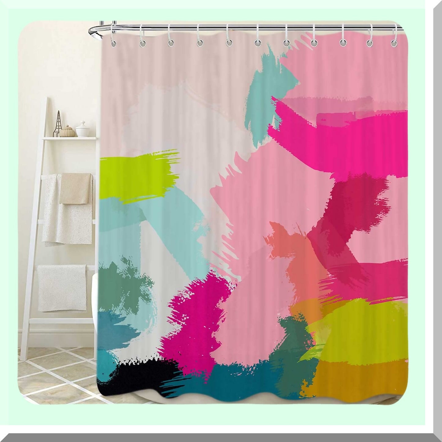 Hot Pink Watercolor Shower Curtain 72x72 Inches
