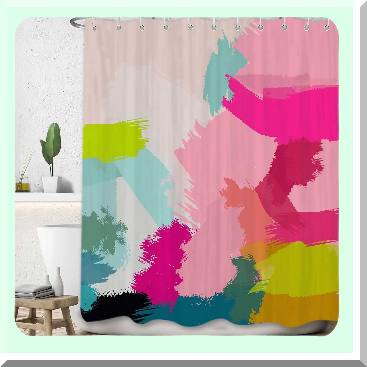 Hot Pink Watercolor Shower Curtain 72x72 Inches