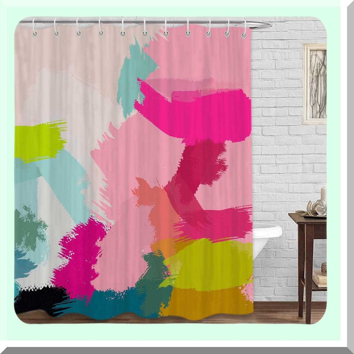 Hot Pink Watercolor Shower Curtain 72x72 Inches