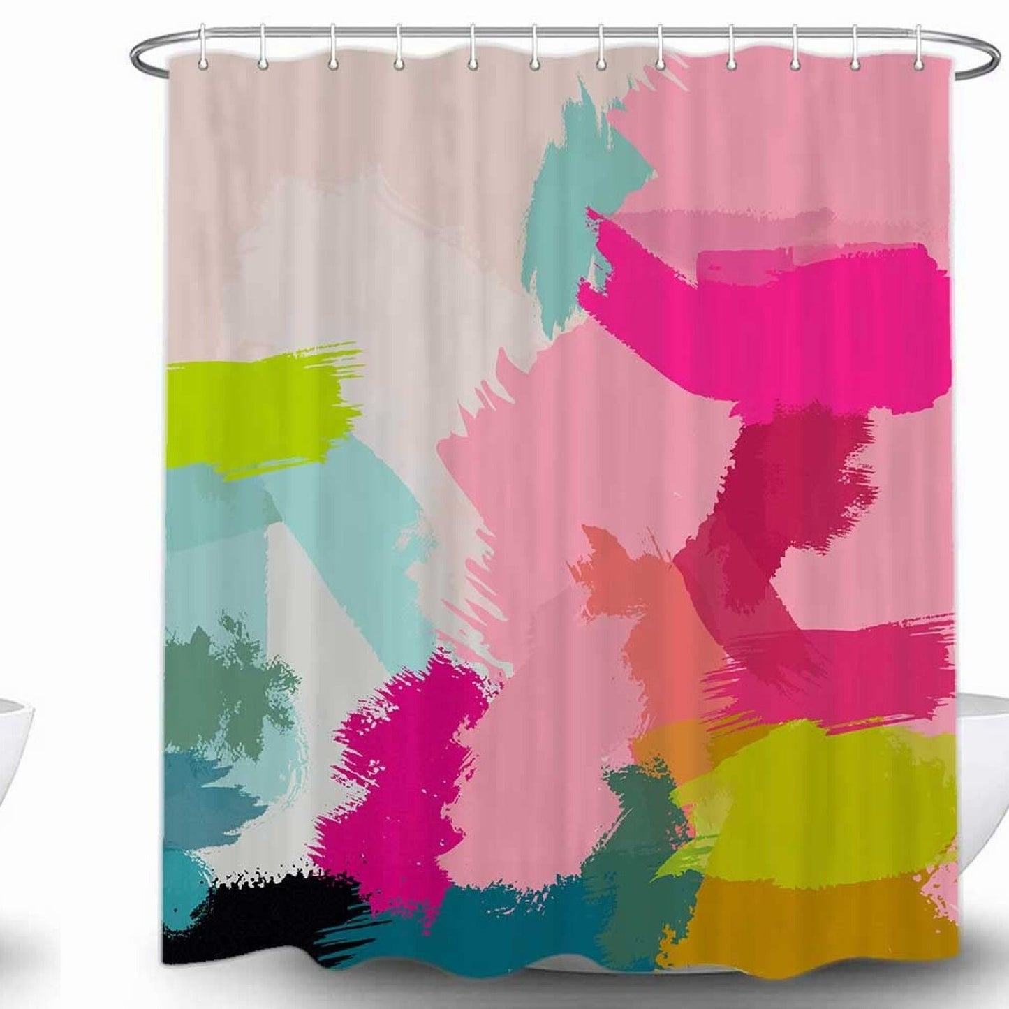 Hot Pink Watercolor Shower Curtain 72x72 Inches