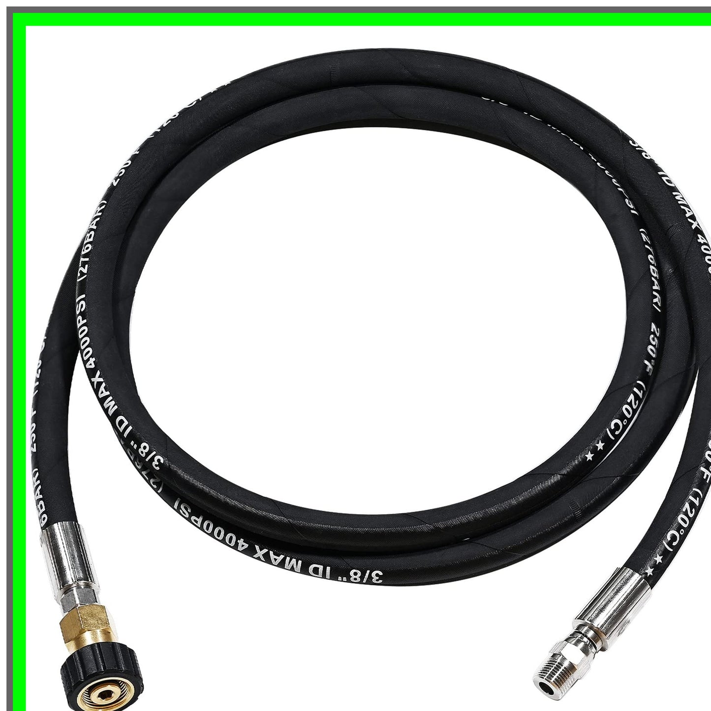 High-Performance 3/8" Pressure Washer Whip Hose with Swivel 4000 PSI