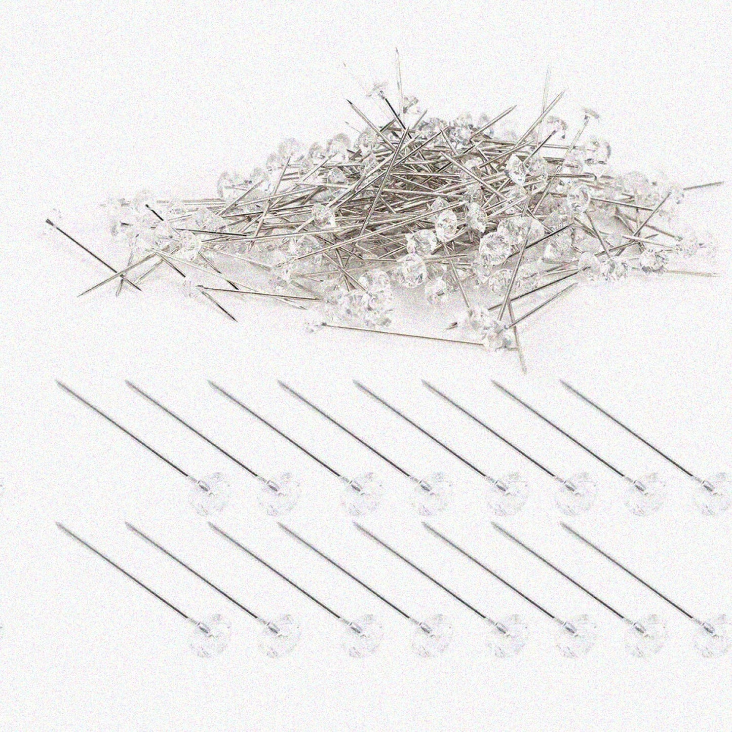 200 Crystal Headpins, 6x38mm, Decorative Sewing Pins