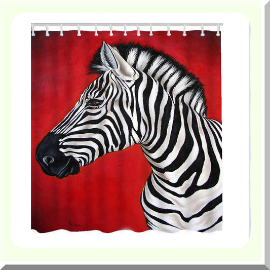 Zebra Shower Curtain 60x72 Inches Red