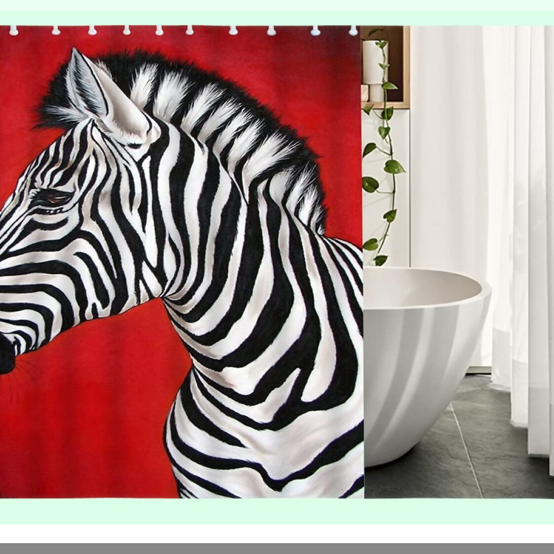 Zebra Shower Curtain 60x72 Inches Red