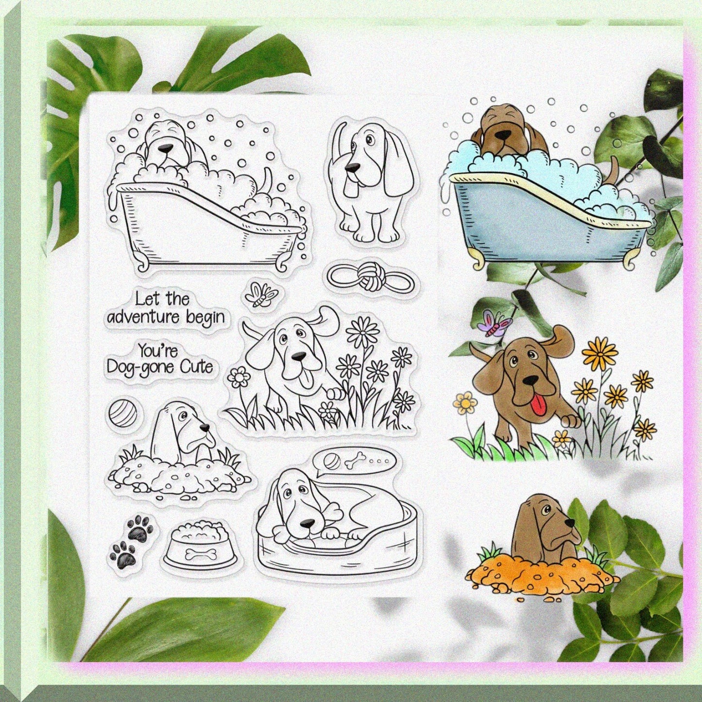 Dog Clear Rubber Stamps Set for Scrapbooking and Card Making