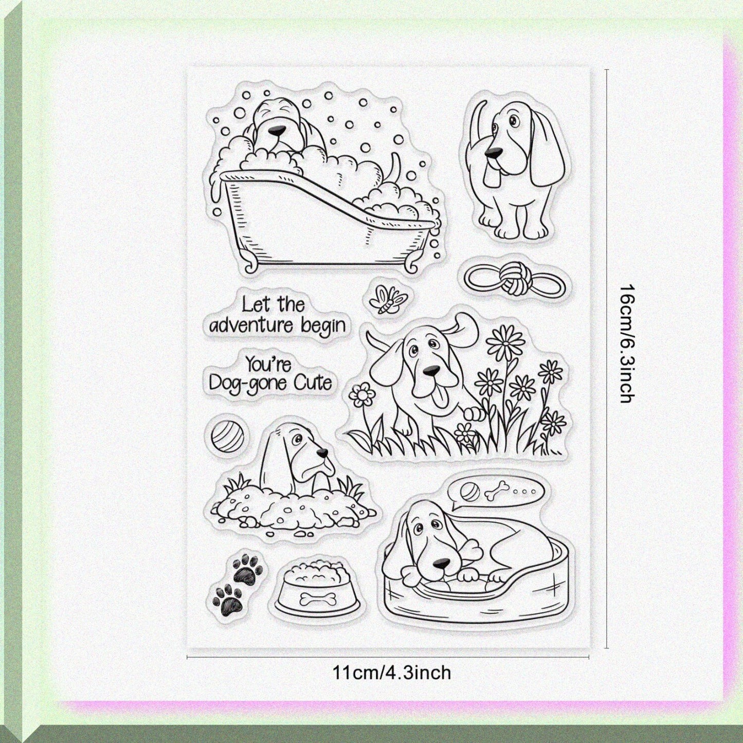Dog Clear Rubber Stamps Set for Scrapbooking and Card Making