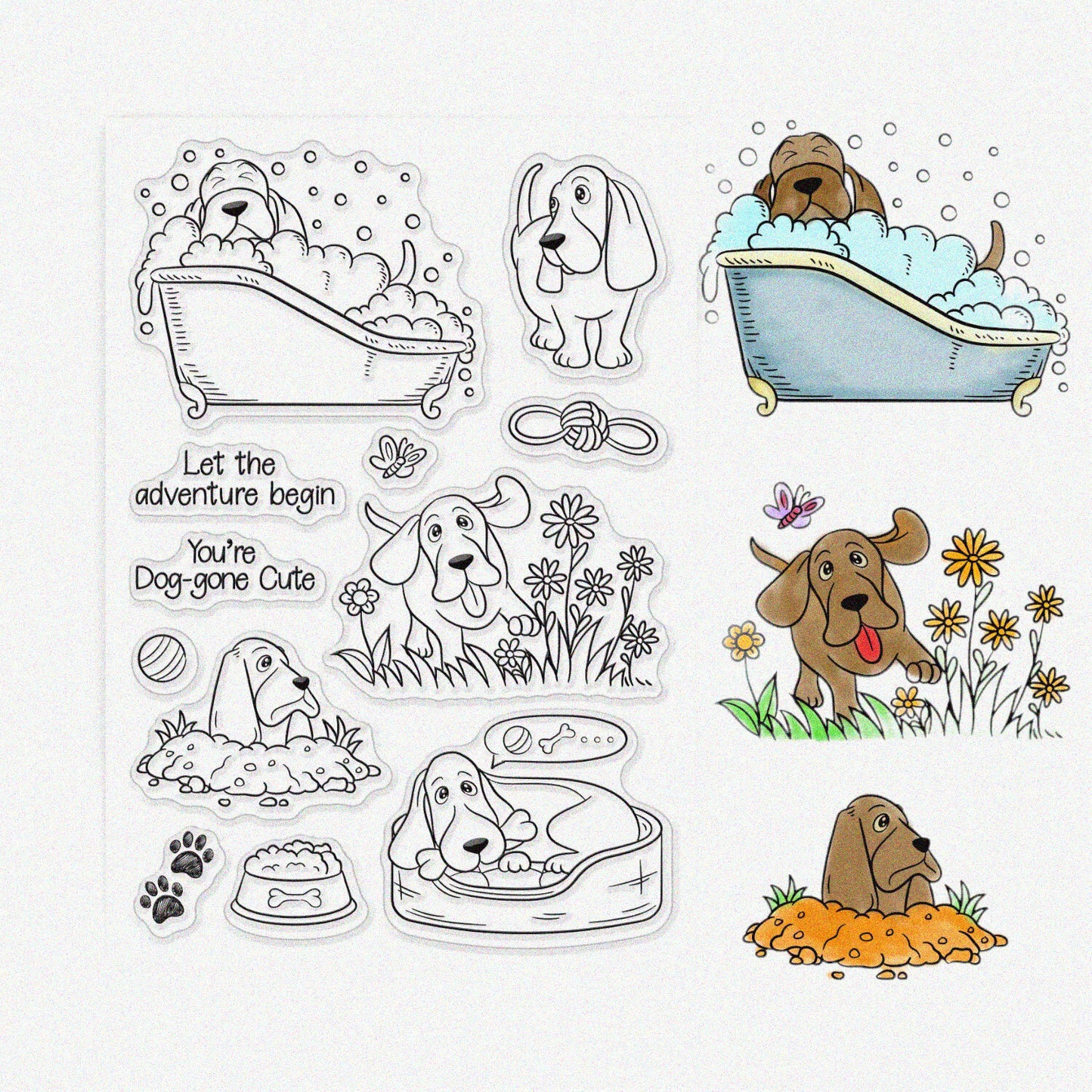 Dog Clear Rubber Stamps Set for Scrapbooking and Card Making