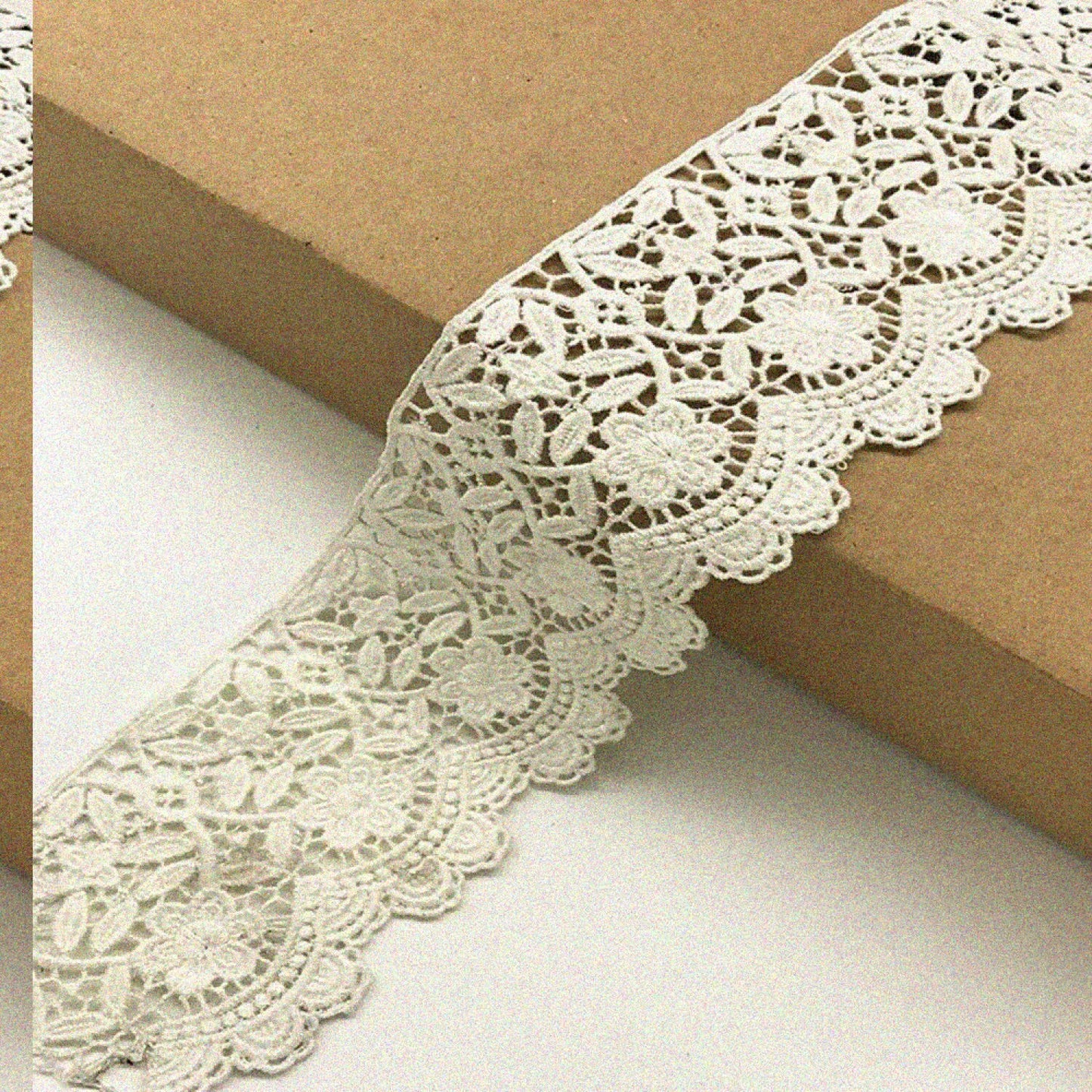 6CM Width Embroidered Flower Lace Trim White 2 Yards