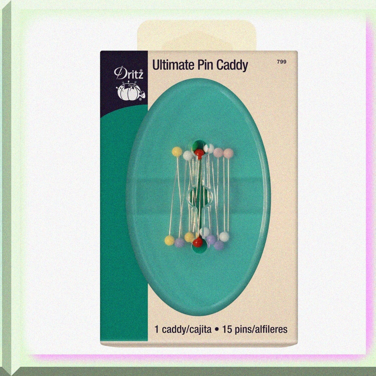 Green Pin Caddy with 15 Color Pins