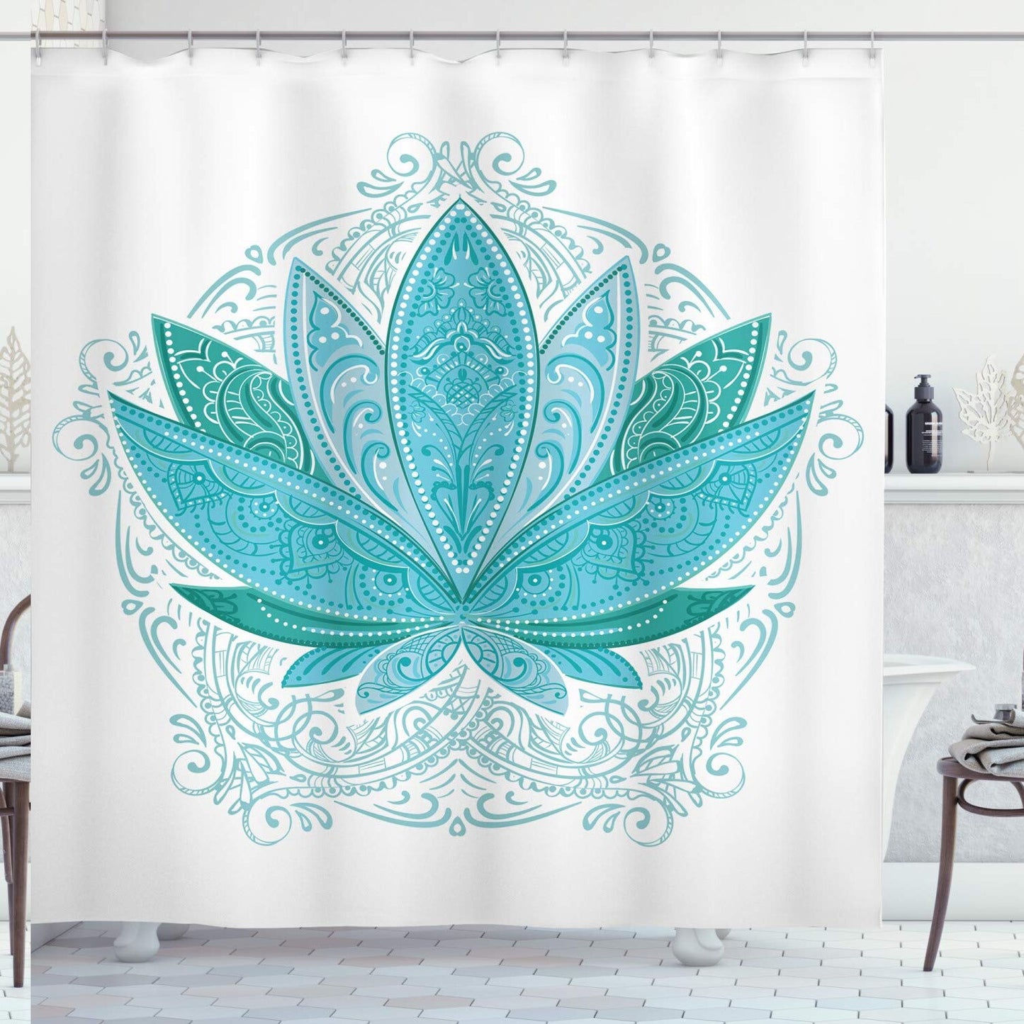 Lotus Shower Curtain Sky Blue 69x75 inches