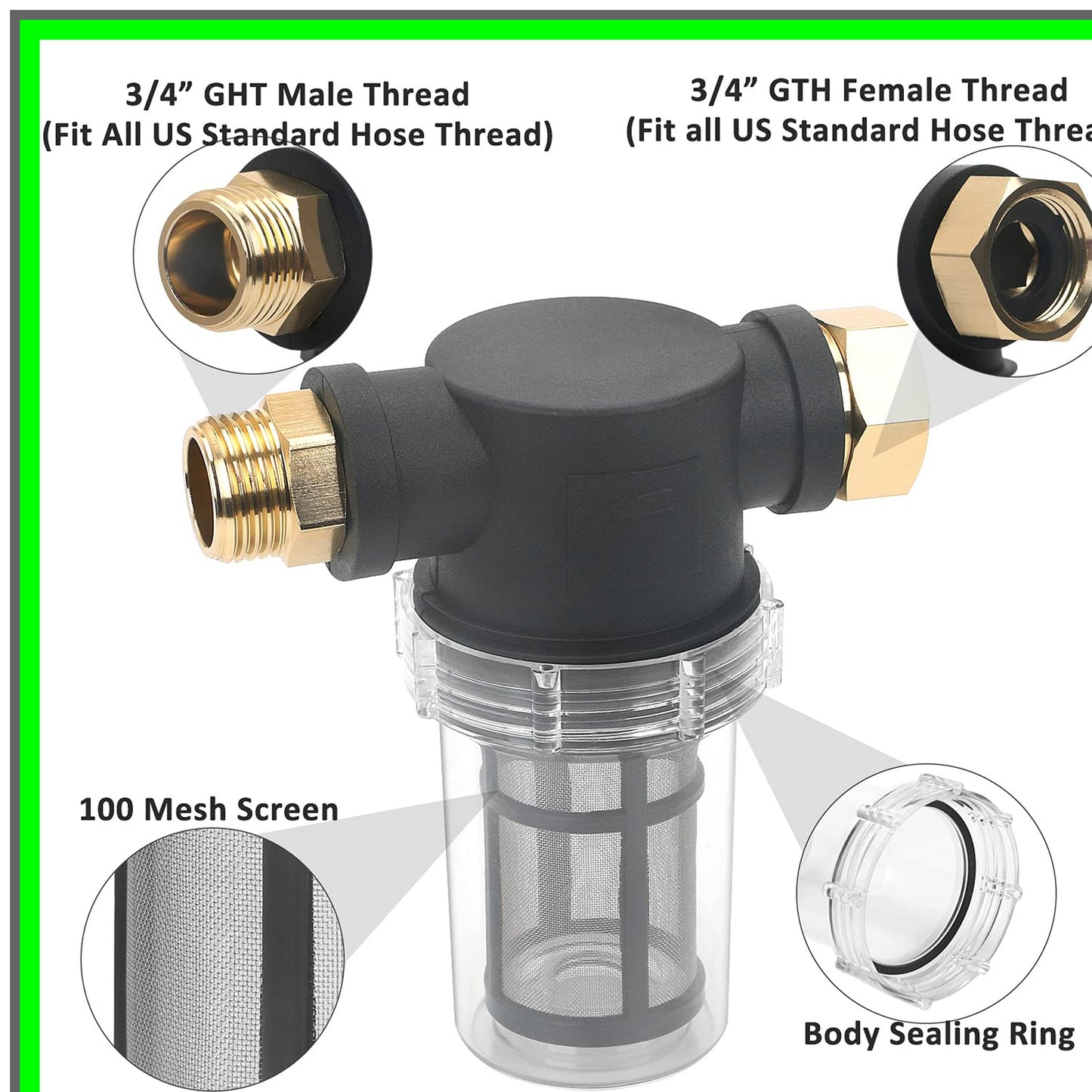 Garden Hose Debris Filter with 100 Mesh Screens for Clean Water Flow