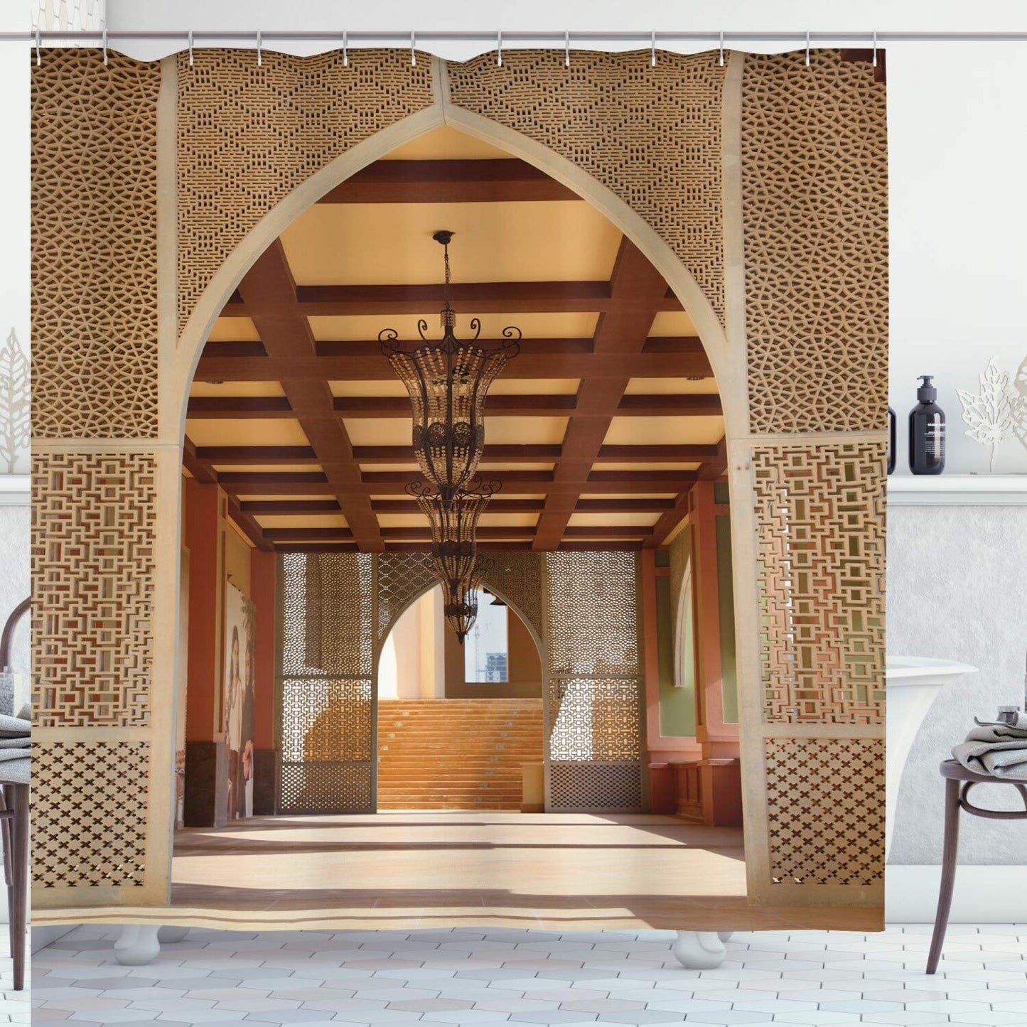 Folk Scene Moroccan Trellis Shower Curtain 69x70