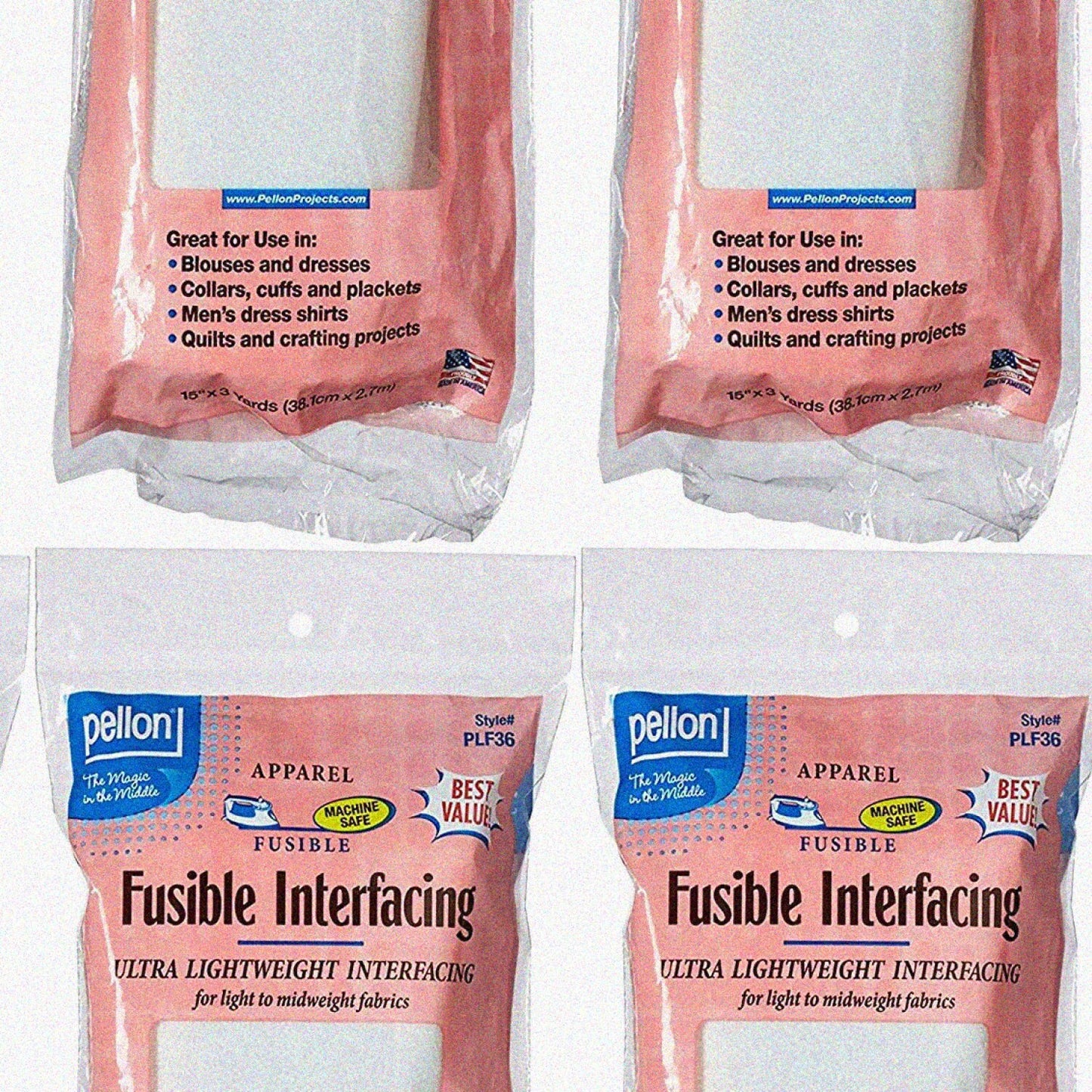 Ultra Lightweight White Fusible Interfacing 15" x 3 Yards 4 Pack