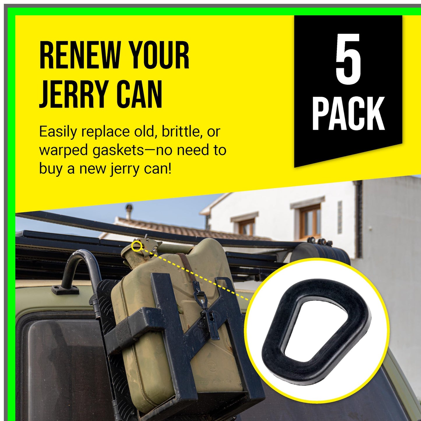 NATO Jerry Can Spout Gaskets 5 Pack Durable Rubber Replacement Seals