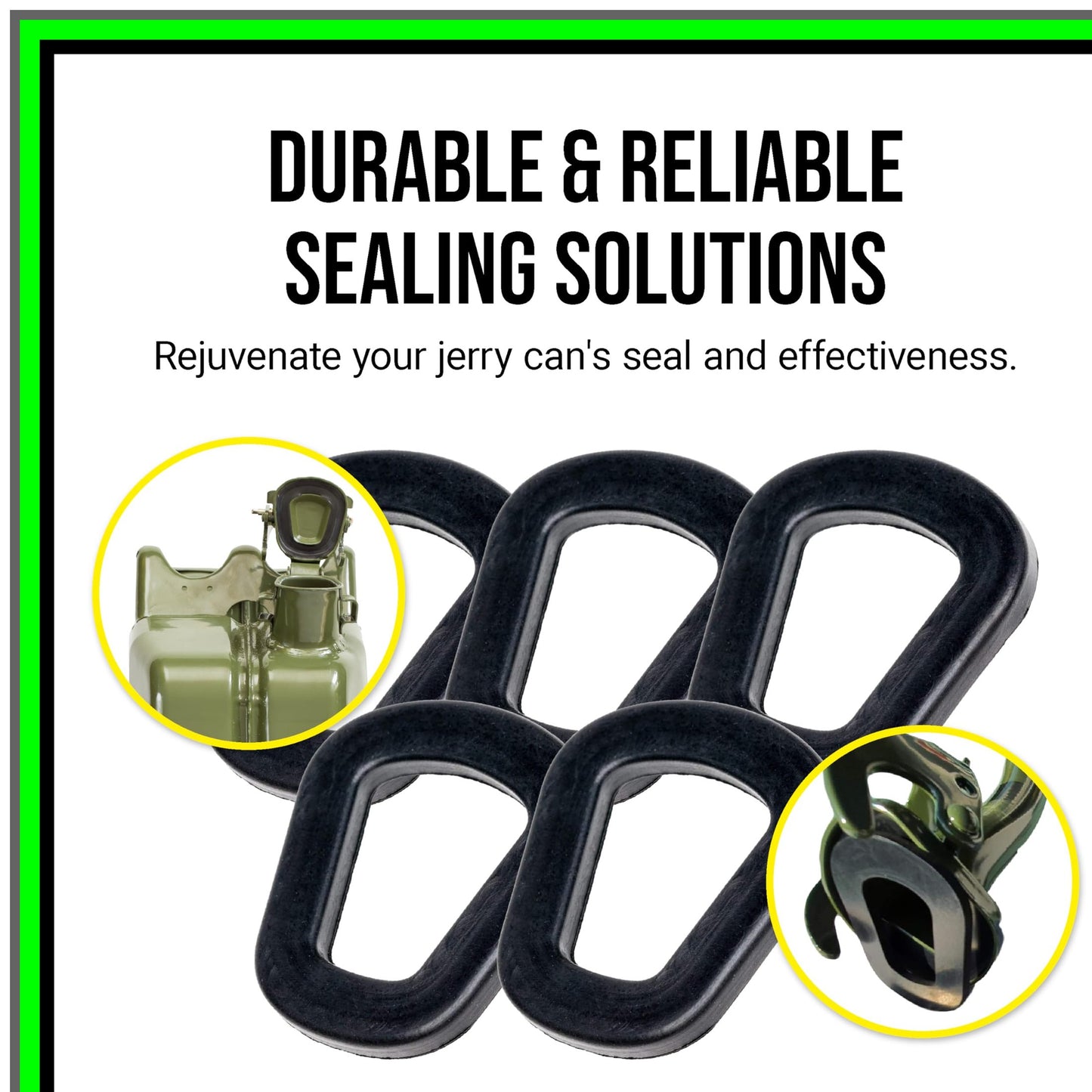 NATO Jerry Can Spout Gaskets 5 Pack Durable Rubber Replacement Seals