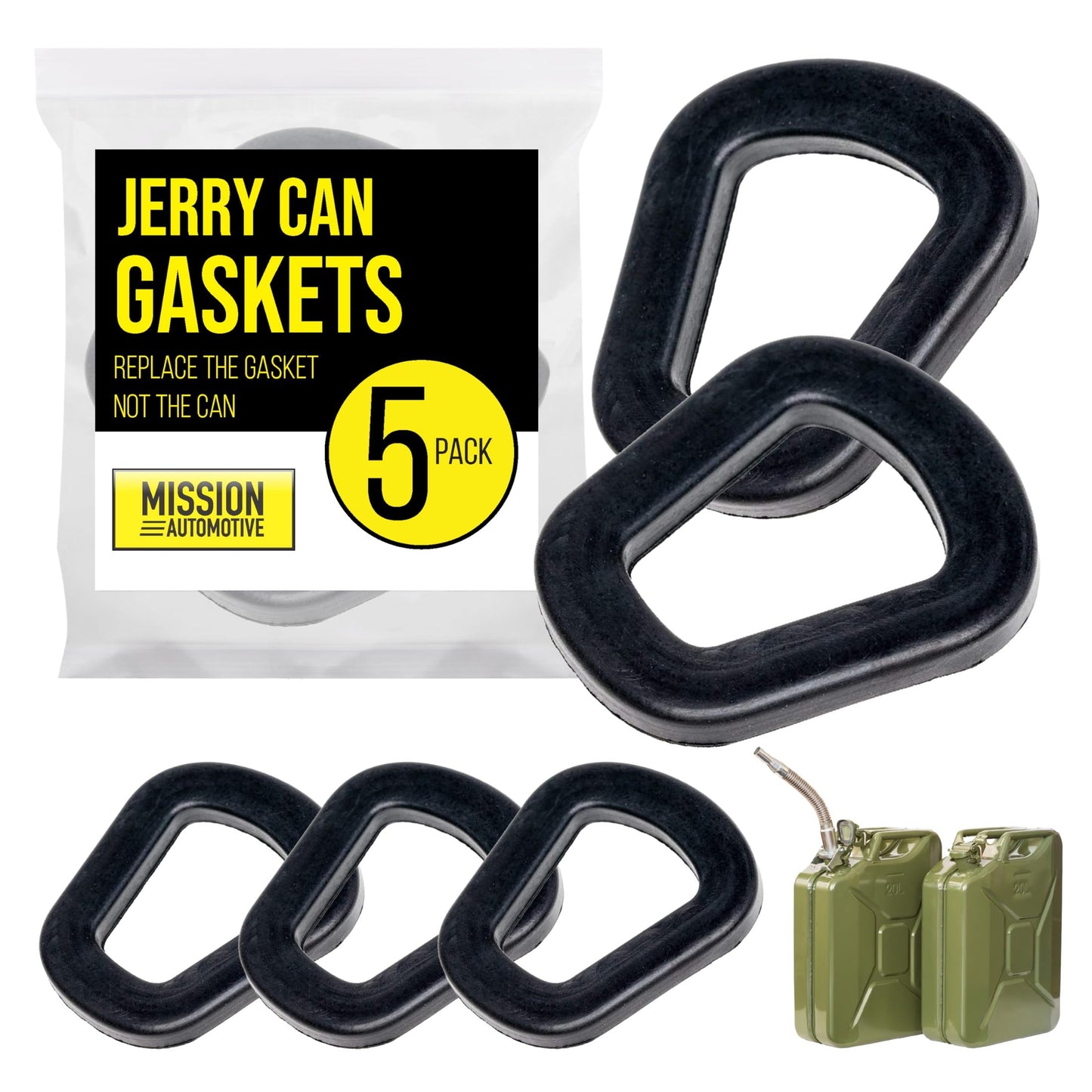 NATO Jerry Can Spout Gaskets 5 Pack Durable Rubber Replacement Seals
