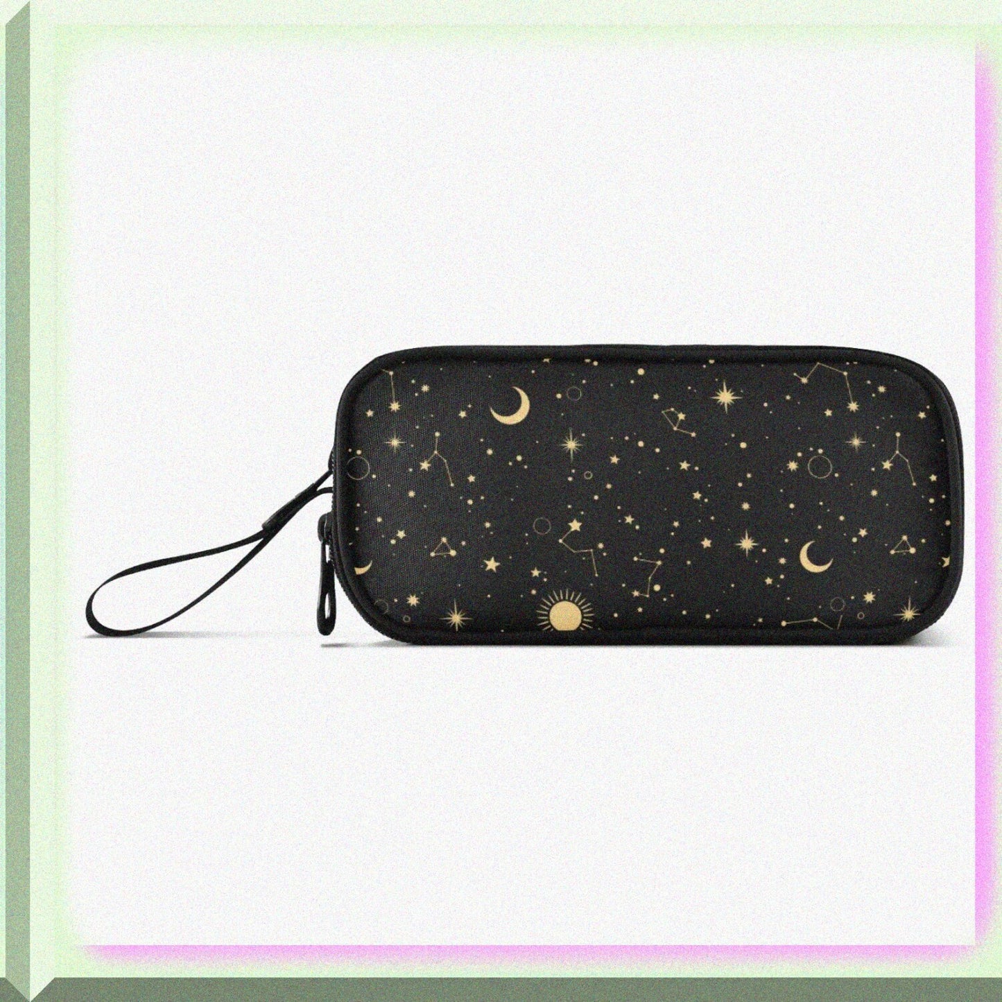 Nylon Pencil Case with Zipper, Starry Night Design