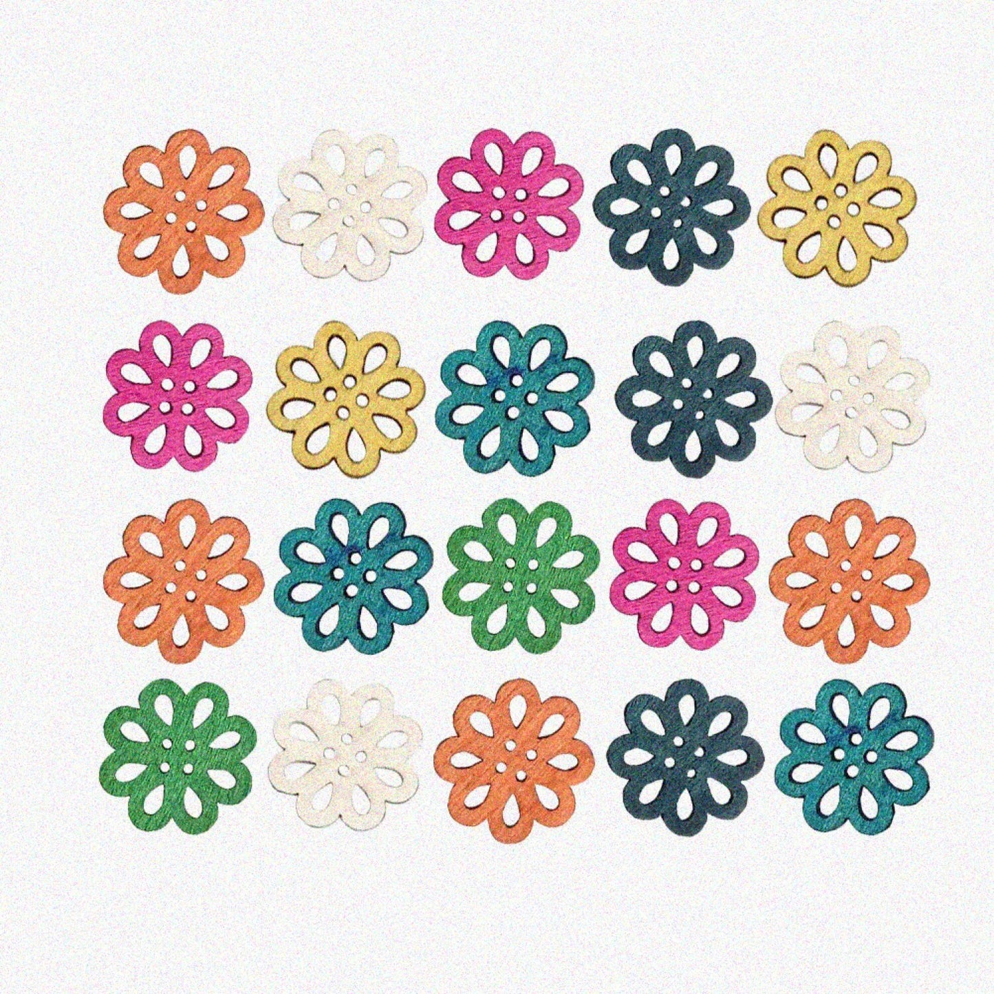 Wooden Daisy Flower Buttons 2x2cm 100PCS Mixed Color