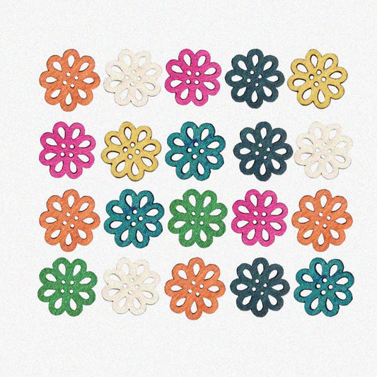 Wooden Daisy Flower Buttons 2x2cm 100PCS Mixed Color