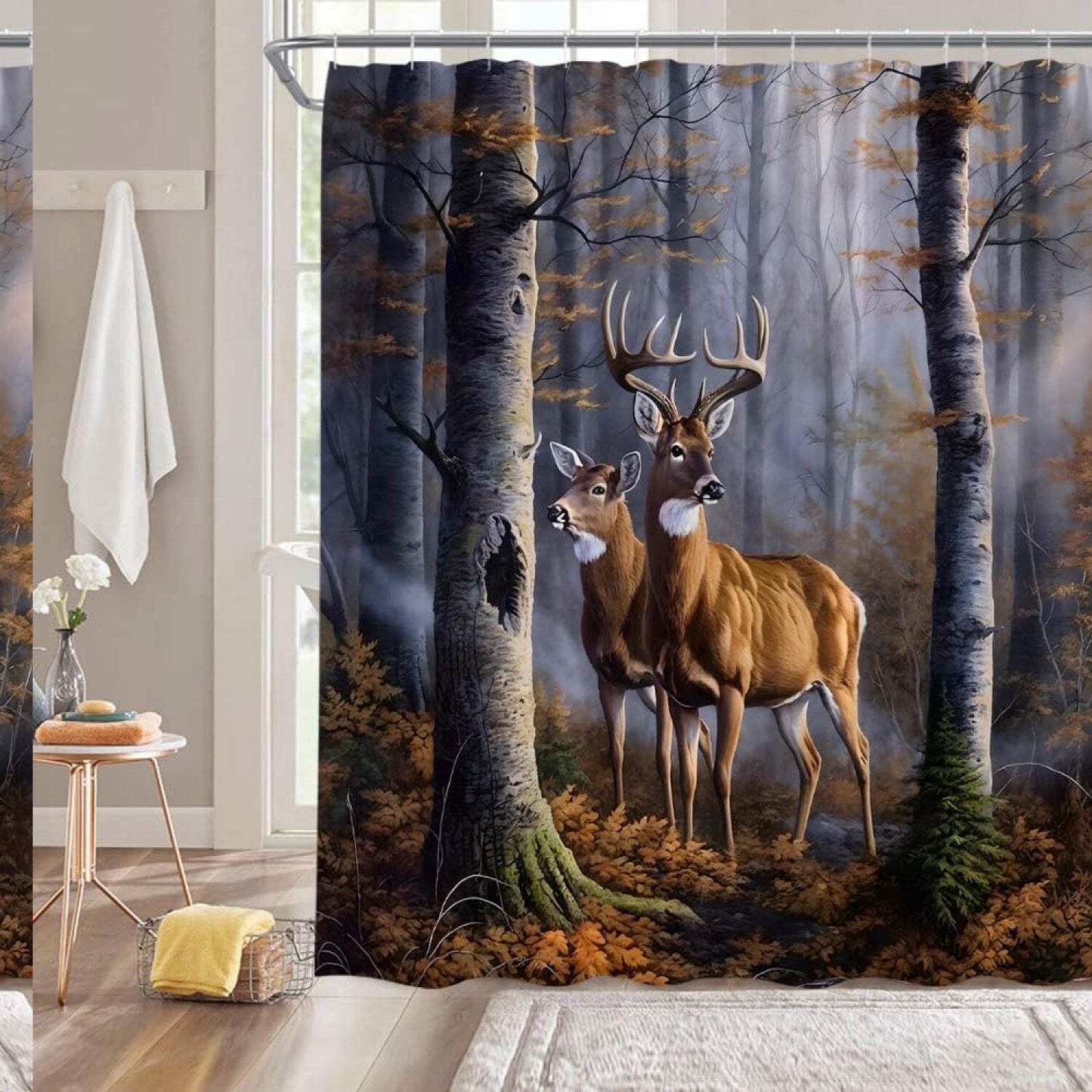 Deer Forest Shower Curtain 70x70 Inches